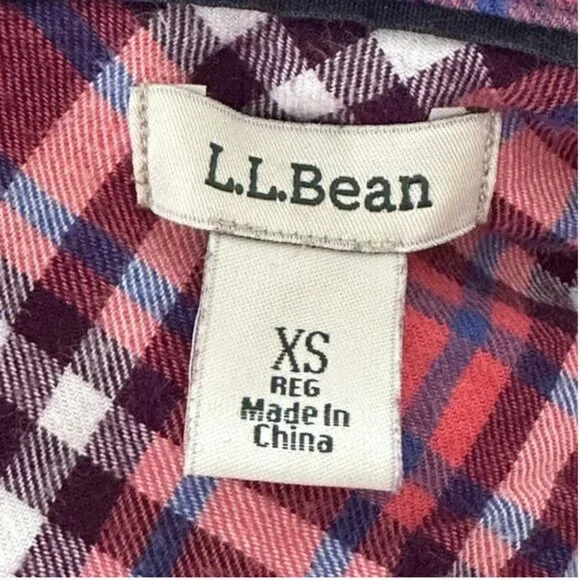 L.L. Bean Women's Scotch Plaid Flannel Shirt Purple Pink White Size Small - Picture 5 of 7
